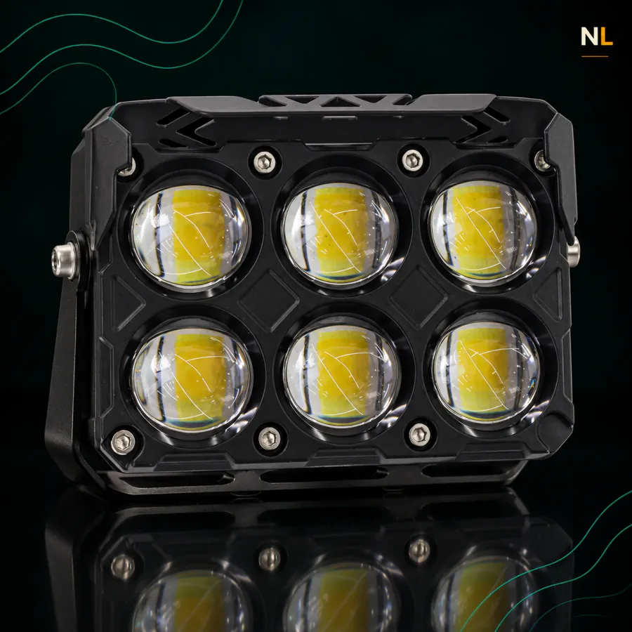 Faro 6 Led Lupa Cuadrado 12/24V