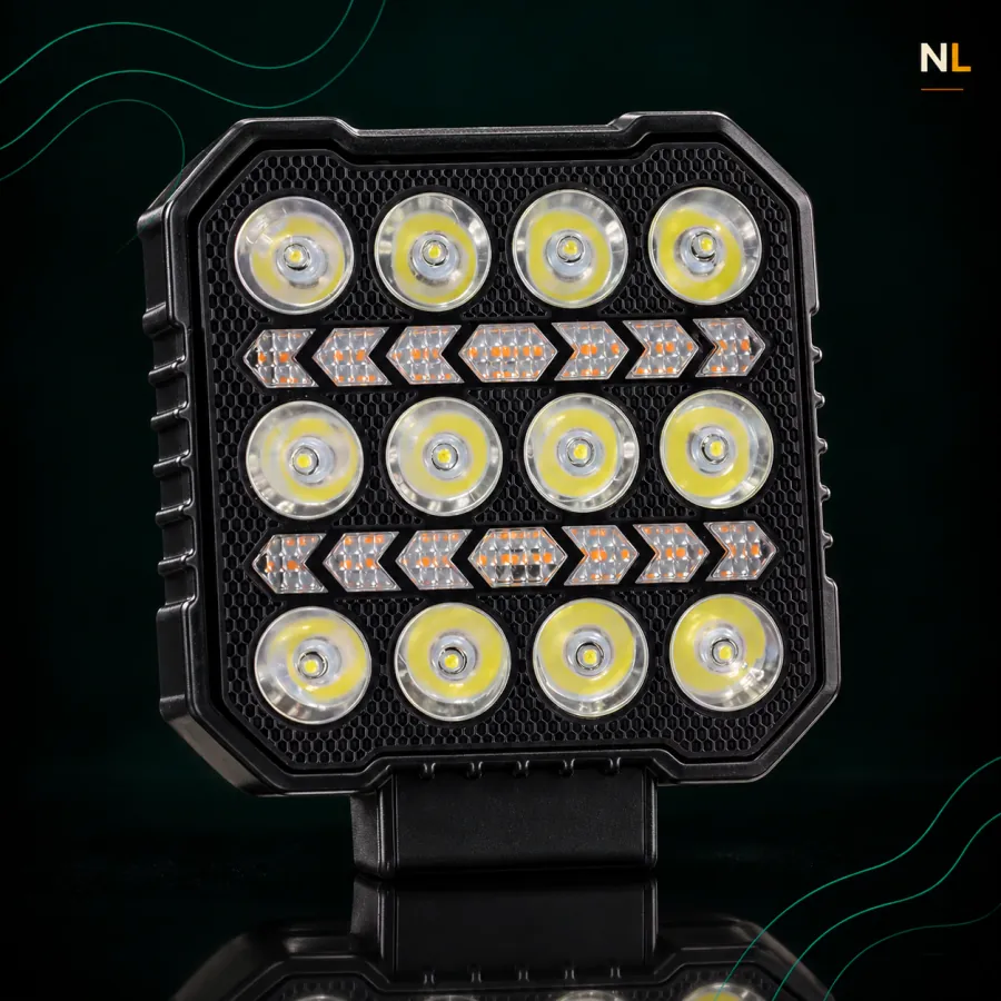 Faro 12 Led Super Cuadrado 12/24v